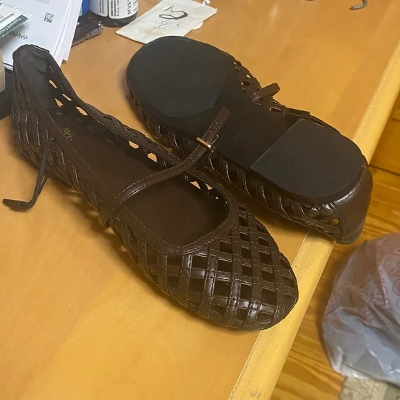 Zara Dark Brown Woven Loafers - Picture 3 of 3